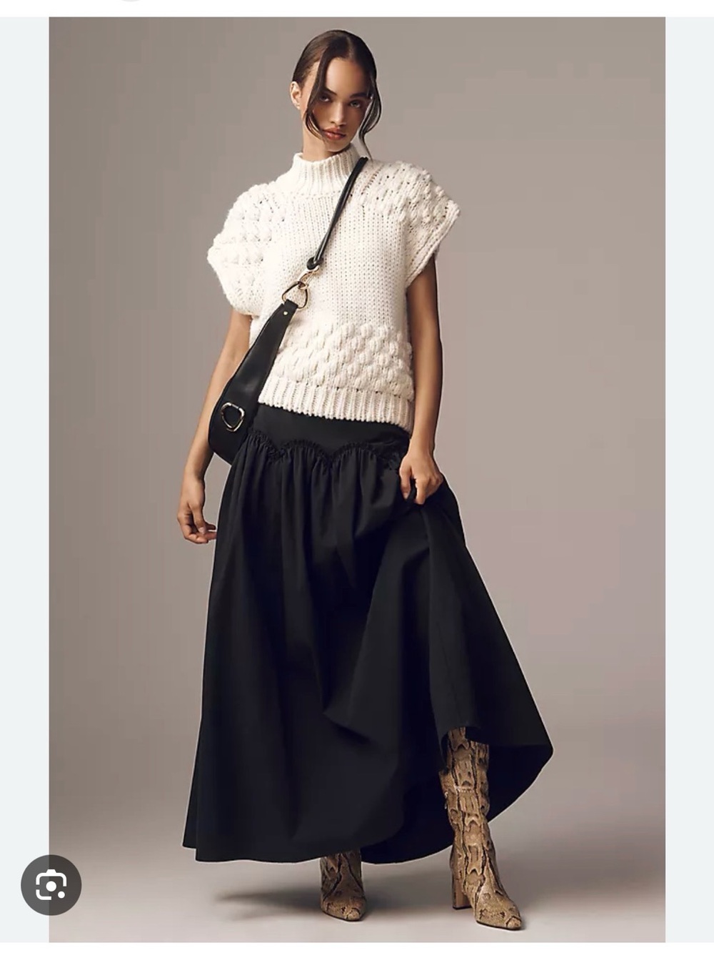 Anthropologie Mare Mare Basque-waist MAXI black skirt, NWT, Size Small
